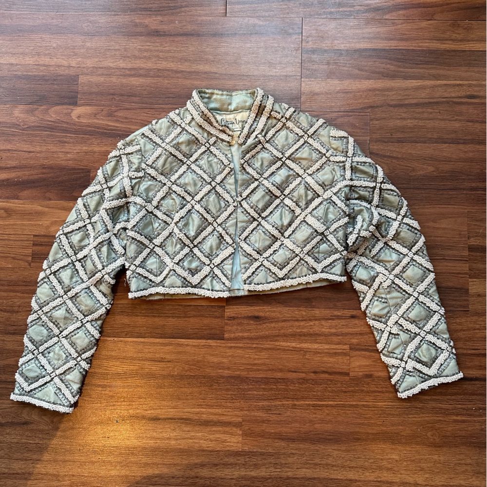 Vintage 1960’s “Cathryn Young” Silk Satin Beaded Evening Jacket